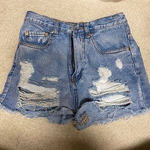High waisted denim shorts